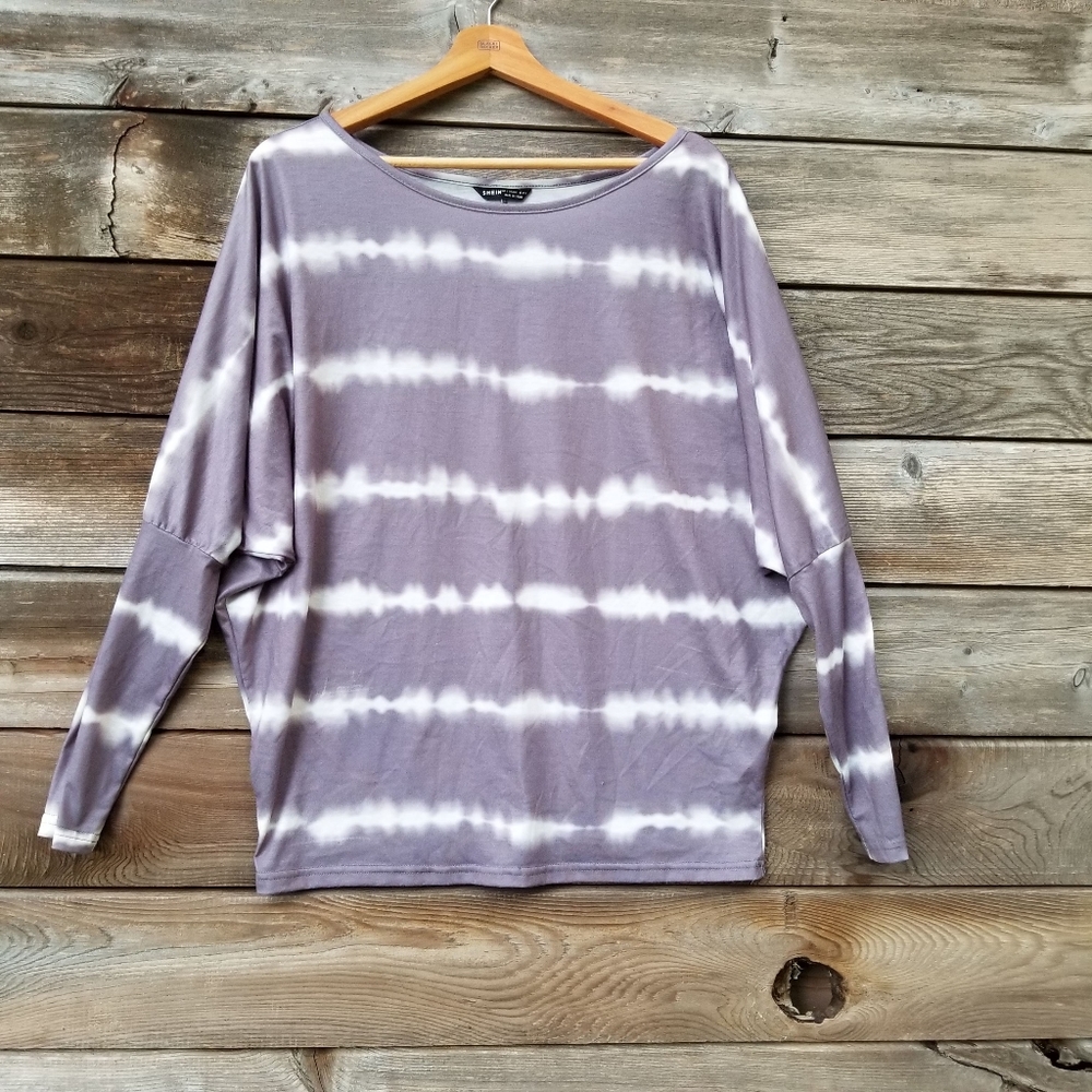 SHEIN Tie Dye Stripe Top, Lavender. Large